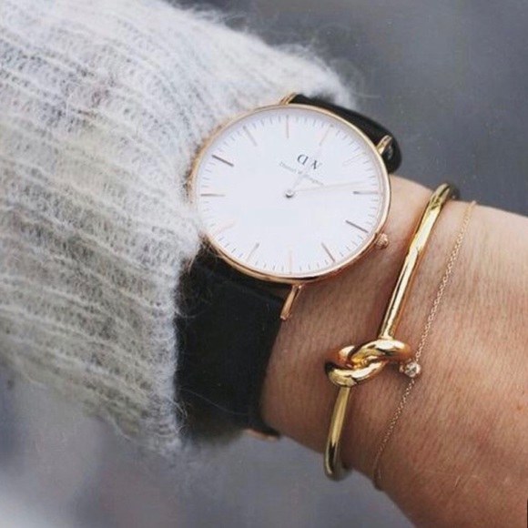 NEW | Gold Love Knot Minimalist Bangle Bracelet - Picture 5 of 7